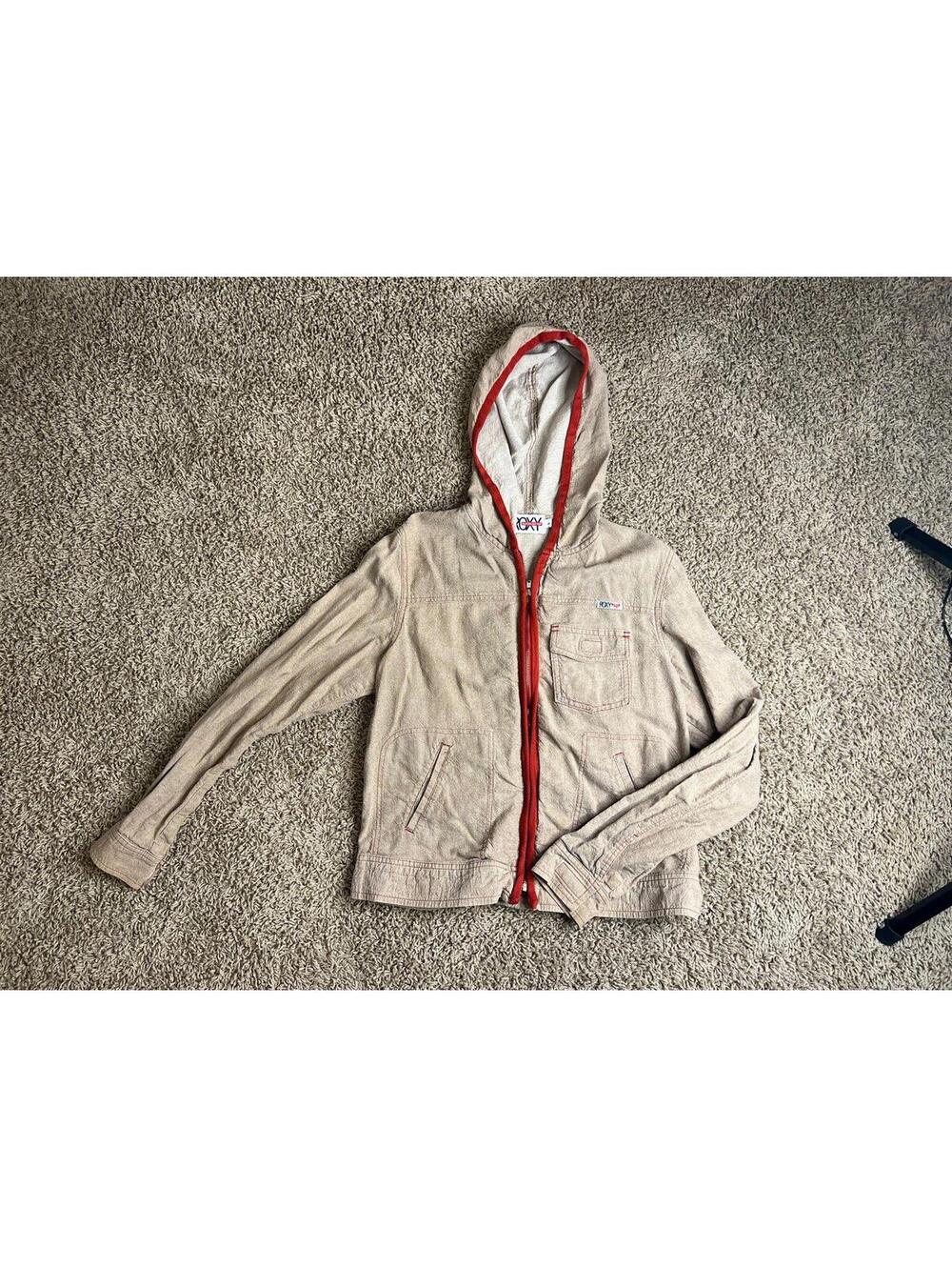 Y2K Roxy Beige Hooded Jacket with Trim